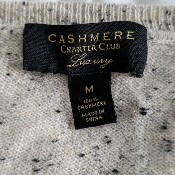 Cashmere Charter Club Luxury Sweater V-Neck Gray Charcoal Long Sleeve SZ Medium - Picture 3 of 13